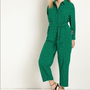 Eloquii Green Polka Dot Jumpsuit